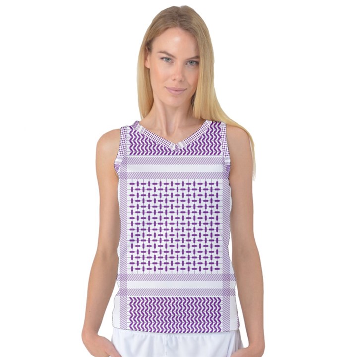 Square Purple Pattern Bead Purple Keffiyeh Purple Geometric Headdress Angle Violet Rectangle Women s Basketball Tank Top