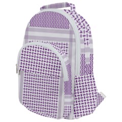 Square Purple Pattern Bead Purple Keffiyeh Purple Geometric Headdress Angle Violet Rectangle Rounded Multi Pocket Backpack by Bakwanart