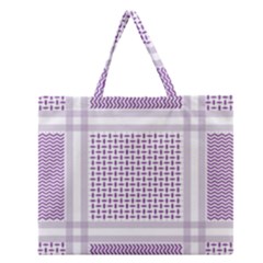 Square Purple Pattern Bead Purple Keffiyeh Purple Geometric Headdress Angle Violet Rectangle Zipper Large Tote Bag by Bakwanart