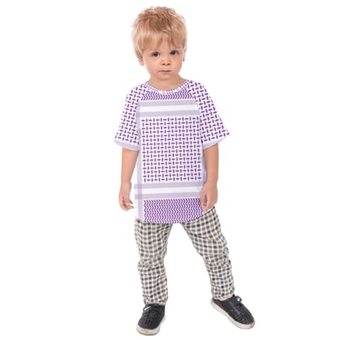 Square Purple Pattern Bead Purple Keffiyeh Purple Geometric Headdress Angle Violet Rectangle Kids  Raglan Tee by Bakwanart