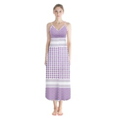 Square Purple Pattern Bead Purple Keffiyeh Purple Geometric Headdress Angle Violet Rectangle Button Up Chiffon Maxi Dress by Bakwanart