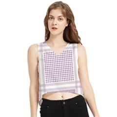 Square Purple Pattern Bead Purple Keffiyeh Purple Geometric Headdress Angle Violet Rectangle V-neck Cropped Tank Top by Bakwanart