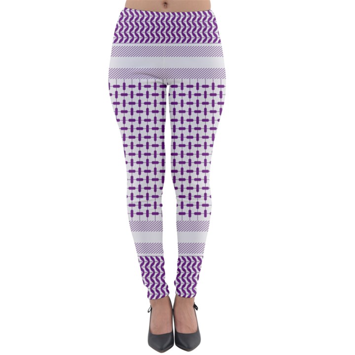 Square Purple Pattern Bead Purple Keffiyeh Purple Geometric Headdress Angle Violet Rectangle Lightweight Velour Leggings