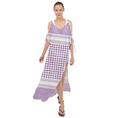 Square Purple Pattern Bead Purple Keffiyeh Purple Geometric Headdress Angle Violet Rectangle Maxi Chiffon Cover Up Dress by Bakwanart