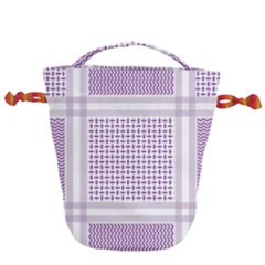 Square Purple Pattern Bead Purple Keffiyeh Purple Geometric Headdress Angle Violet Rectangle Drawstring Bucket Bag by Bakwanart