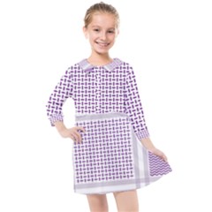 Square Purple Pattern Bead Purple Keffiyeh Purple Geometric Headdress Angle Violet Rectangle Kids  Quarter Sleeve Shirt Dress by Bakwanart