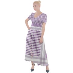 Square Purple Pattern Bead Purple Keffiyeh Purple Geometric Headdress Angle Violet Rectangle Button Up Short Sleeve Maxi Dress by Bakwanart