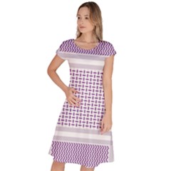 Square Purple Pattern Bead Purple Keffiyeh Purple Geometric Headdress Angle Violet Rectangle Classic Short Sleeve Dress