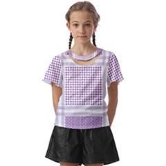 Square Purple Pattern Bead Purple Keffiyeh Purple Geometric Headdress Angle Violet Rectangle Kids  Front Cut Tee by Bakwanart