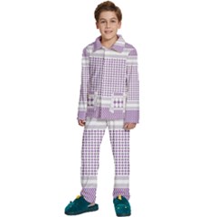 Square Purple Pattern Bead Purple Keffiyeh Purple Geometric Headdress Angle Violet Rectangle Kids  Long Sleeve Velvet Pajamas Set by Bakwanart