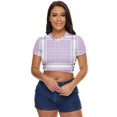 Square Purple Pattern Bead Purple Keffiyeh Purple Geometric Headdress Angle Violet Rectangle Side Button Cropped Tee by Bakwanart