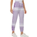 Square Purple Pattern Bead Purple Keffiyeh Purple Geometric Headdress Angle Violet Rectangle Women s Cropped Drawstring Pants View3