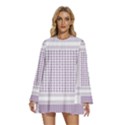 Square Purple Pattern Bead Purple Keffiyeh Purple Geometric Headdress Angle Violet Rectangle Round Neck Long Sleeve Bohemian Style Chiffon Mini Dress View1