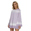 Square Purple Pattern Bead Purple Keffiyeh Purple Geometric Headdress Angle Violet Rectangle Round Neck Long Sleeve Bohemian Style Chiffon Mini Dress View2