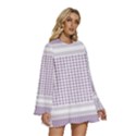 Square Purple Pattern Bead Purple Keffiyeh Purple Geometric Headdress Angle Violet Rectangle Round Neck Long Sleeve Bohemian Style Chiffon Mini Dress View3