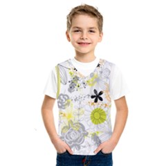 Doodle Flowers Hand Drawing Pattern Kids  Basketball Tank Top