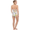 Doodle Flowers Hand Drawing Pattern Scallop Top Cut Out Swimsuit View2