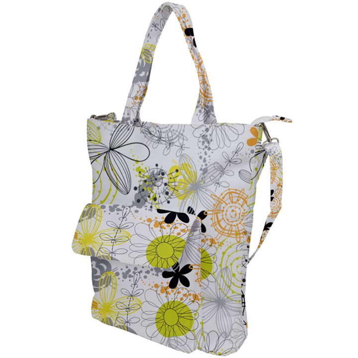 Doodle Flowers Hand Drawing Pattern Shoulder Tote Bag