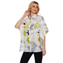 Doodle Flowers Hand Drawing Pattern Women s Batwing Button Up Shirt View2