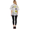 Doodle Flowers Hand Drawing Pattern Women s Batwing Button Up Shirt View4