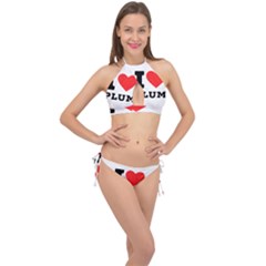 I Love Plum Cross Front Halter Bikini Set by ilovewhateva