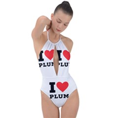 I Love Plum Plunge Cut Halter Swimsuit