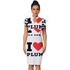 I Love Plum Vintage Frill Sleeve V-neck Bodycon Dress by ilovewhateva