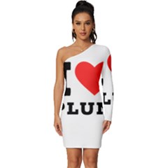 I Love Plum Long Sleeve One Shoulder Mini Dress by ilovewhateva