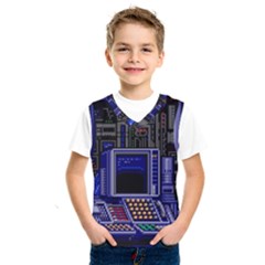 Blue Computer Monitor With Chair Game Digital Wallpaper, Digital Art Kids  Basketball Tank Top