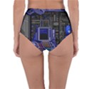 Blue Computer Monitor With Chair Game Digital Wallpaper, Digital Art Reversible High-Waist Bikini Bottoms View4