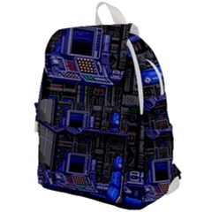 Blue Computer Monitor With Chair Game Digital Wallpaper, Digital Art Top Flap Backpack