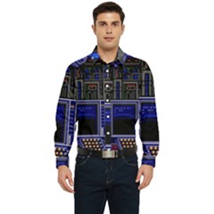 Blue Computer Monitor With Chair Game Digital Wallpaper, Digital Art Men s Long Sleeve  Shirt by Bakwanart