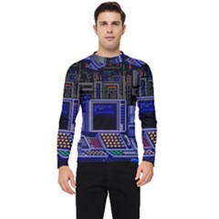 Blue Computer Monitor With Chair Game Digital Wallpaper, Digital Art Men s Long Sleeve Rash Guard