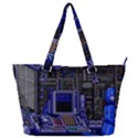 Blue Computer Monitor With Chair Game Digital Wallpaper, Digital Art Full Print Shoulder Bag View1