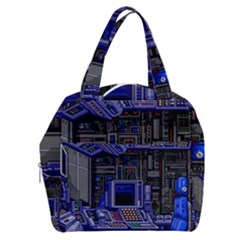 Blue Computer Monitor With Chair Game Digital Wallpaper, Digital Art Boxy Hand Bag by Bakwanart