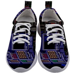 Blue Computer Monitor With Chair Game Digital Wallpaper, Digital Art Kids Athletic Shoes by Bakwanart