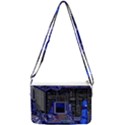 Blue Computer Monitor With Chair Game Digital Wallpaper, Digital Art Double Gusset Crossbody Bag View1