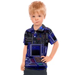 Blue Computer Monitor With Chair Game Digital Wallpaper, Digital Art Kids  Polo Tee