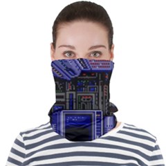 Blue Computer Monitor With Chair Game Digital Wallpaper, Digital Art Face Seamless Bandana (adult) by Bakwanart