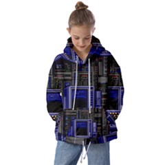 Blue Computer Monitor With Chair Game Digital Wallpaper, Digital Art Kids  Oversized Hoodie by Bakwanart