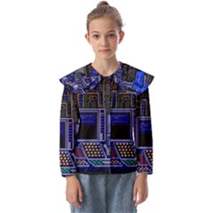 Blue Computer Monitor With Chair Game Digital Wallpaper, Digital Art Kids  Peter Pan Collar Blouse