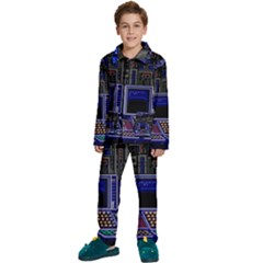 Blue Computer Monitor With Chair Game Digital Wallpaper, Digital Art Kids  Long Sleeve Velvet Pajamas Set