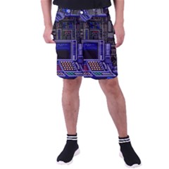 Blue Computer Monitor With Chair Game Digital Wallpaper, Digital Art Men s Pocket Shorts