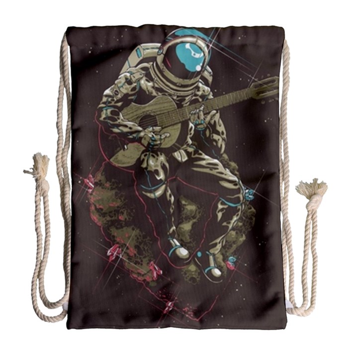 Astronaut Playing Guitar Parody Drawstring Bag (Large)