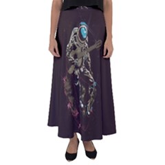 Astronaut Playing Guitar Parody Flared Maxi Skirt by Bakwanart