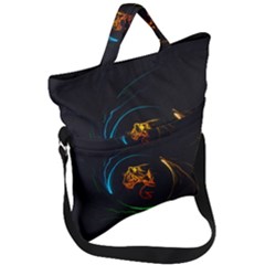 Orange Tiger Illustration Artwork Digital Art Fold Over Handle Tote Bag by Bakwanart