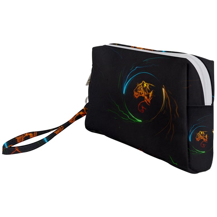 Orange Tiger Illustration Artwork Digital Art Wristlet Pouch Bag (Small)