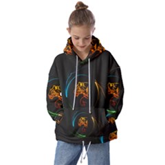 Orange Tiger Illustration Artwork Digital Art Kids  Oversized Hoodie by Bakwanart