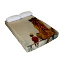 Tiger Sitting Beside Boy Painting Parody Cartoon Fitted Sheet (Full/ Double Size) View2