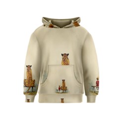 Tiger Sitting Beside Boy Painting Parody Cartoon Kids  Pullover Hoodie by Bakwanart